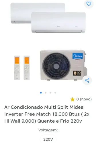 Ar condicionado bi split midea inverter quente frio 
