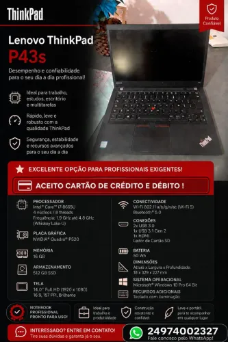 NOTEBOOK LENOVO THINKPAD P43 USADO