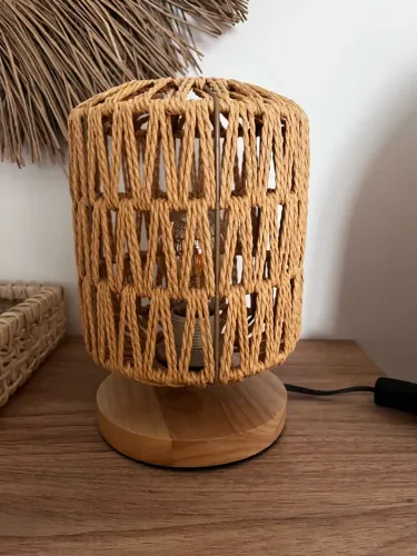 Luminária De Mesa Fibra De Bambú Gili Sisal Marrom Gmh