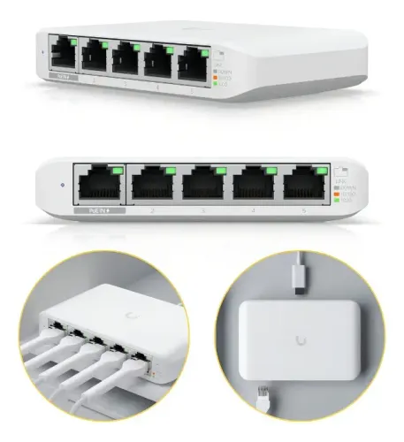 UniFi Switch PoE 5 portas USW-Flex-Mini S/CX - 5/CX - Novo c/ garantia - Nexo Store