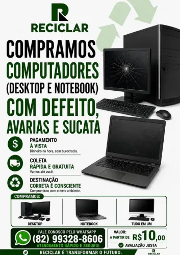 COMPUTADOR (DESKTOP E NOTEBOOK) COM DEFEITO? COMPRAMOS E COLETAMOS NO SEU ENDEREÇO! 
