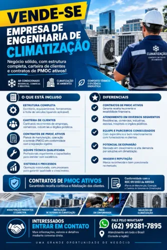 VENDO EMPRESA DE ENGENHARIA DE CLIMATIZAÇÃO