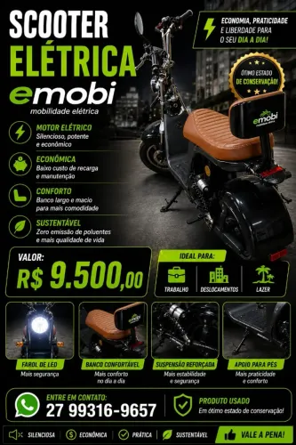 ? Scooter Elétrica eMobi - Econômica, Confortável e em Ótimo Estado!