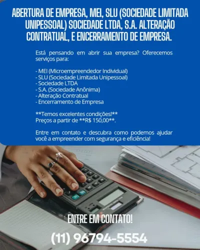 Abertura de Empresa, alteração contratual e encerramento