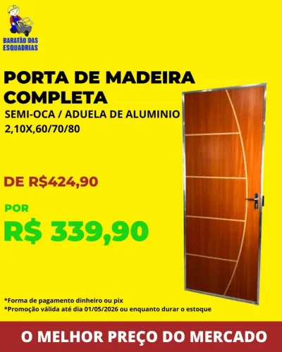 PORTA DE MADEIRA COMPLETA - Promoção!