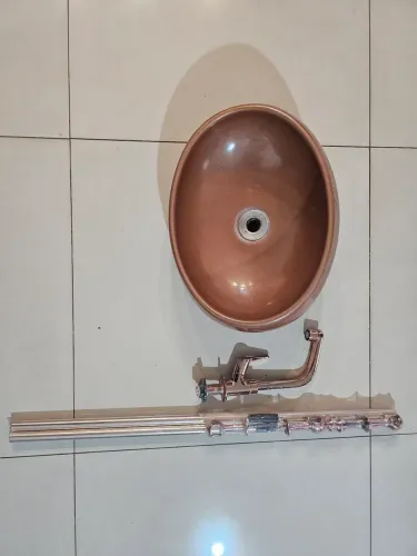 Pia + Torneira Rose Gold Original + Varão de Curtina
