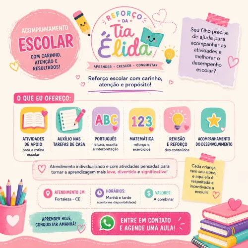 ACOMPANHAMENTO ESCOLAR ? REFORÇO DA TIA ÉLIDA