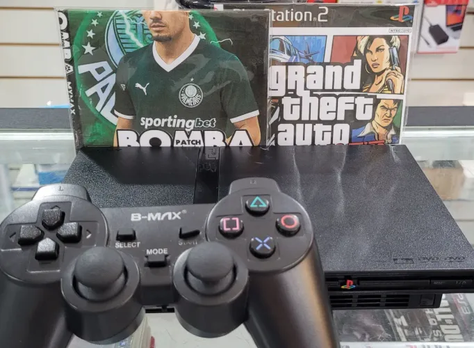 Ps2 com 2 controle e 2 jogos