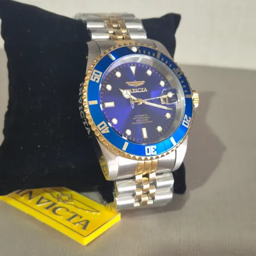 Relógio masculino dourado com azul automático 40mm invicta lindo