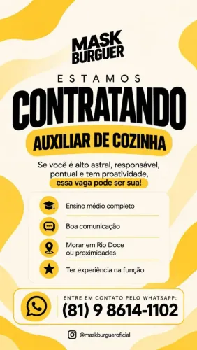 Vaga para auxiliar de cozinha 