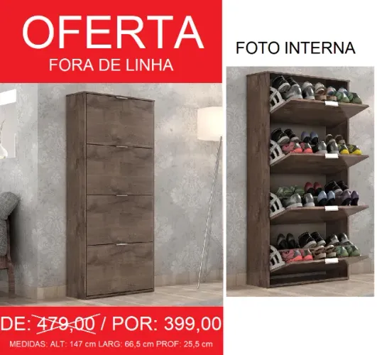 Sapateira safira 4 portas basculante - de alta qualidade