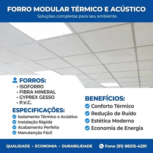 FORRO MODULAR REMOVÍVEL TÉRMICO E ACÚSTICO