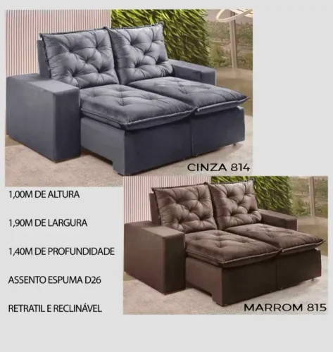 Sofá 2 Lugares Retrátil Lubeck Linho