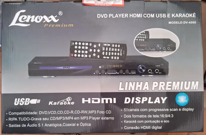 DVD LINHA PREMIUM LENOXX LACRADO! HDMI COM USB E KARAOKÊ -  MODELO DV - 4000