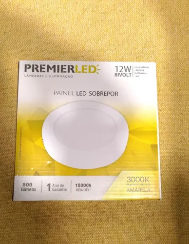 Novo - Plafon Sobrepor Redondo Led 12w Painel 17x17 3000k
