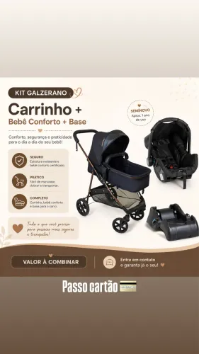 Kit Galzerano Carrinho+bebê conforto+ base SEMI NOVO
