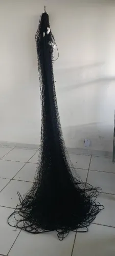 Rede de pesca linha poliéster 210/12 preta