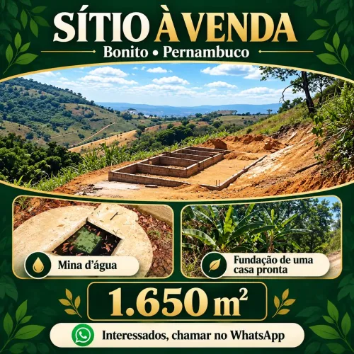 Chácara em Bonito com Fundação pronta e Mina D'água
