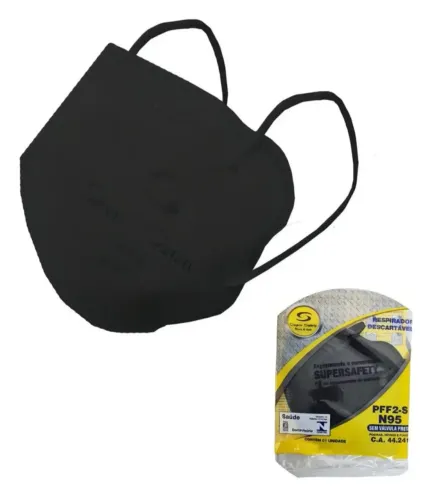 Kit com 30 Máscaras PFF2 Pretas de Orelha - Super Safety N95<br>