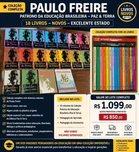 Coleção Completa Paulo Freire Paz & Terra + Pedagogia do Oprimido e Autonomia NOVA