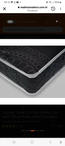 2 Colchões Casal D 20 Pro Confort 12x 188x 138 cm Preto