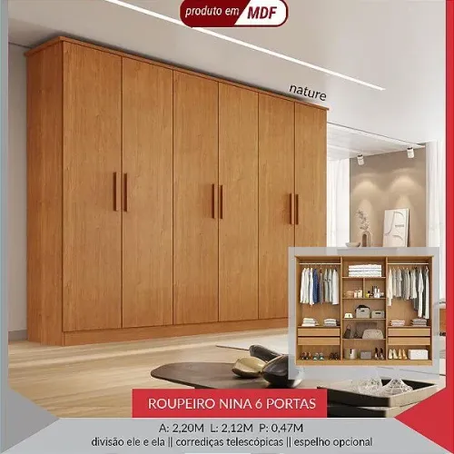 Guarda roupa Nina MDF - Nature