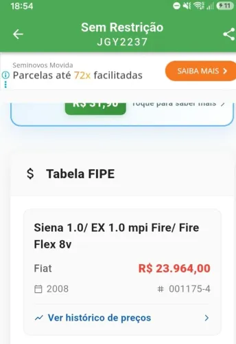 Fiat Siena 1.0/ EX 1.0 MPI Fire/ Fire Flex 8V 2008