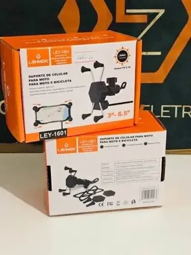 Suporte Lehmox LEY-1601 para moto com carregador USB integrado