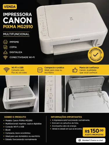 Impressora Canon PIXMA MG2910 - Funcionando