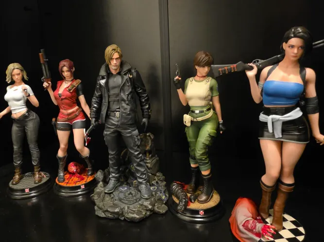 Set 05 action figures resident evil 1/10 leon jill claire não neca biohazard