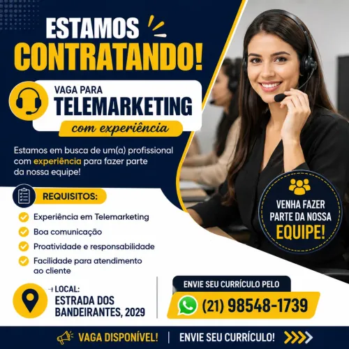 Vaga para telemarketing