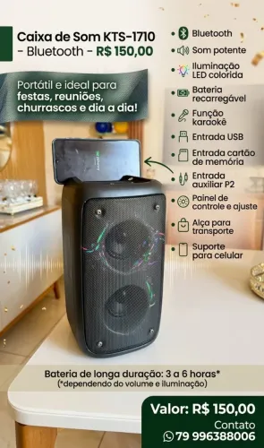 Caixa de Som KTS-1710 - Bluetooth