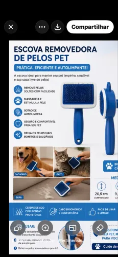 Escova removedora de pelos para cães e gatos