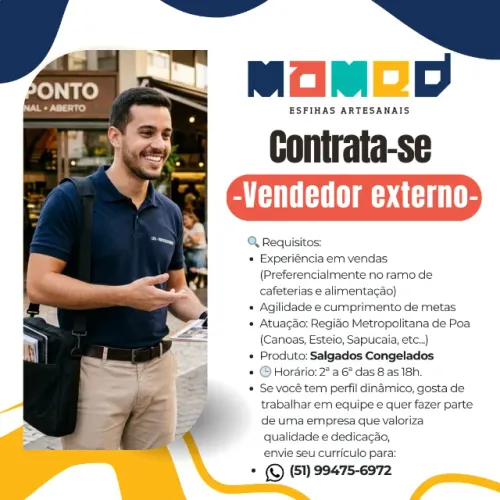 Contrata-se Vendedor/Representante Externo
