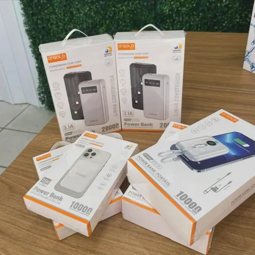 Carregador Portátil Power Bank 10000mAh Cabo Embutido Original
