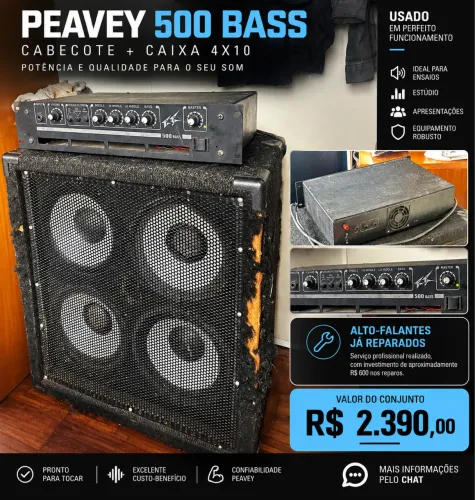 Amplificador de Baixo Peavey 500 Bass + Caixa 4x10