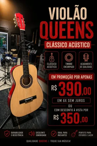 Violão acústico estudante Queens em promoção 