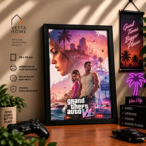 Quadro decorativo GTA 6 20x30cm