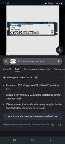 M.2 de 2TB de capacidade em ótimo estado.
