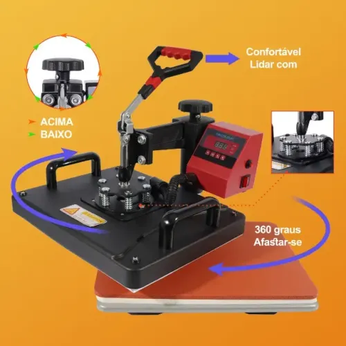 Prensa Térmica 8 em 1 Mecolour para Camiseta, Caneca, Boné e Sublimação 110V (17)