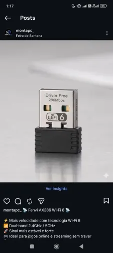 Adaptador wi-fi para Pc notebook Fenvi AX286 Wi-Fi 6