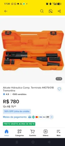 Alicate hidráulico comp. Terminais 44079/018