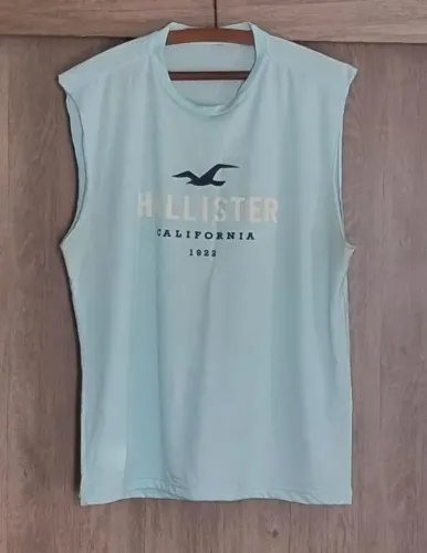 camiseta regata machao azul claro hollister original g slim fit