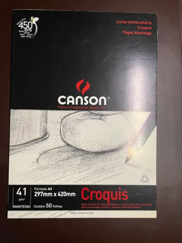 Bloco papel A3 desenho técnico Canson 41g/m2 - 30 Folhas em branco
