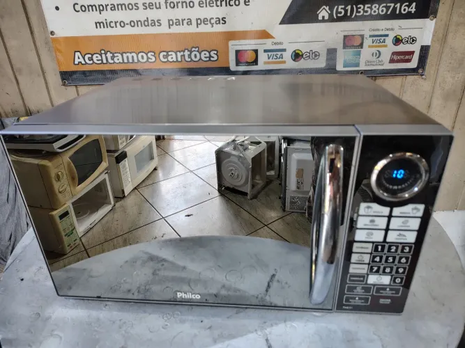 Microondas Espelhado Cinza Grafite 31 Litros Garantia 3 Meses Temos Tele Entrega 
