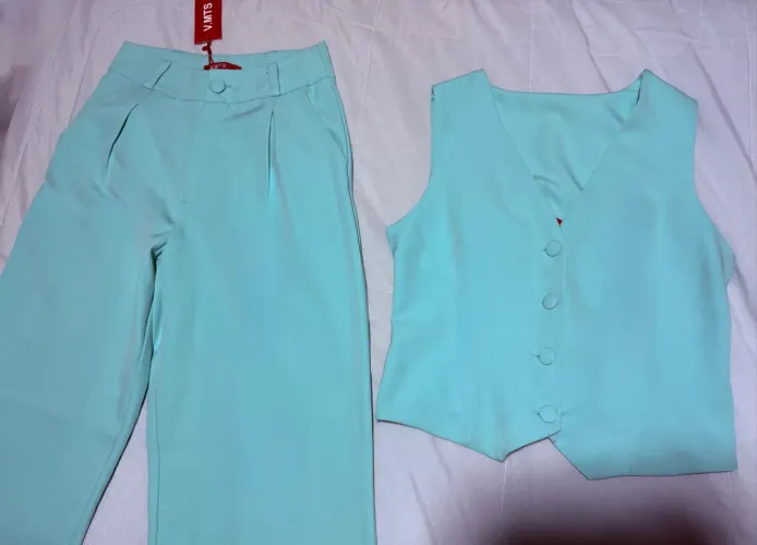 Conjunto Alfaiataria V.MTS Colete e Calça Azul - Tam P (Novo com Etiqueta)