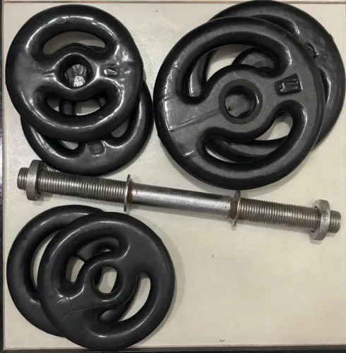 kit anilhas emborrachadas 16kg ferro maciço 