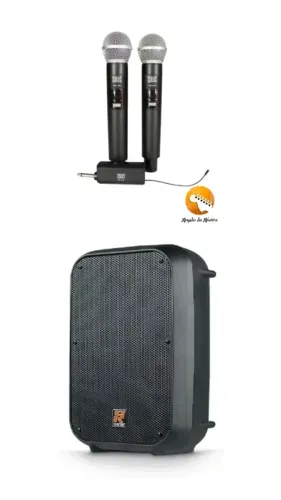 MICROFONE DUPLO VHF FREQUÊNCIA FIXA MM-120D + Caixa Ativa Sr-88a Staner 85W