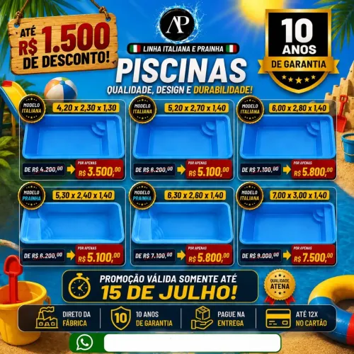 PROMOÇÃO DE JUNHO POR TEMPO LIMITADO PISCINAS DE FIBRA