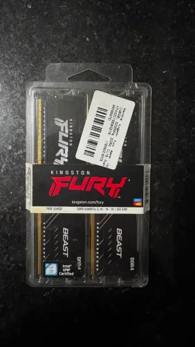 Memória RAM Kingston Fury Beast 16GB (2x8GB) DDR4 3200MHz CL16 - Lacrada com Nota Fiscal